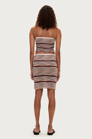 Knit Midi Skirt - Chocolate Stripe
