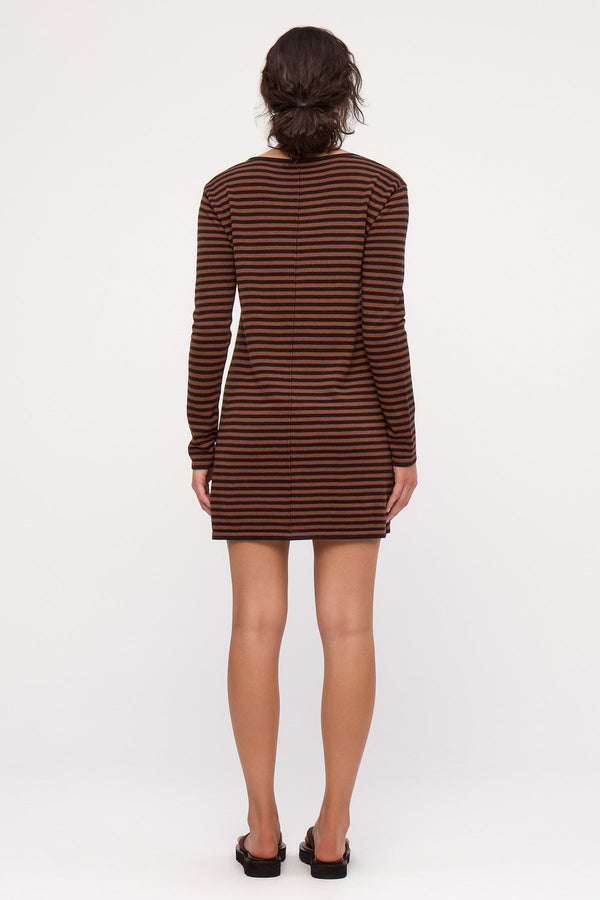 Knit Mini Dress - Brown Stripe