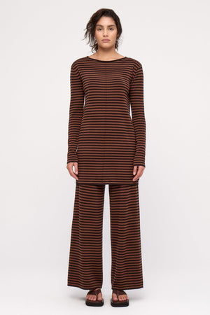 Knit Mini Dress - Brown Stripe