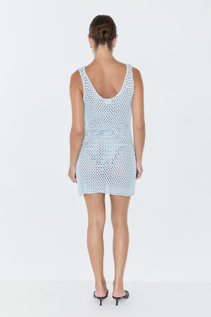 Crochet Mini Dress - Light Blue