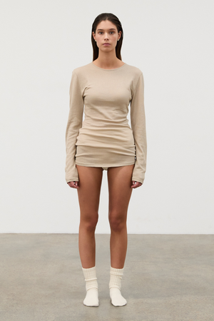 Rib Hemp Jersey Long Sleeve Top - Husk