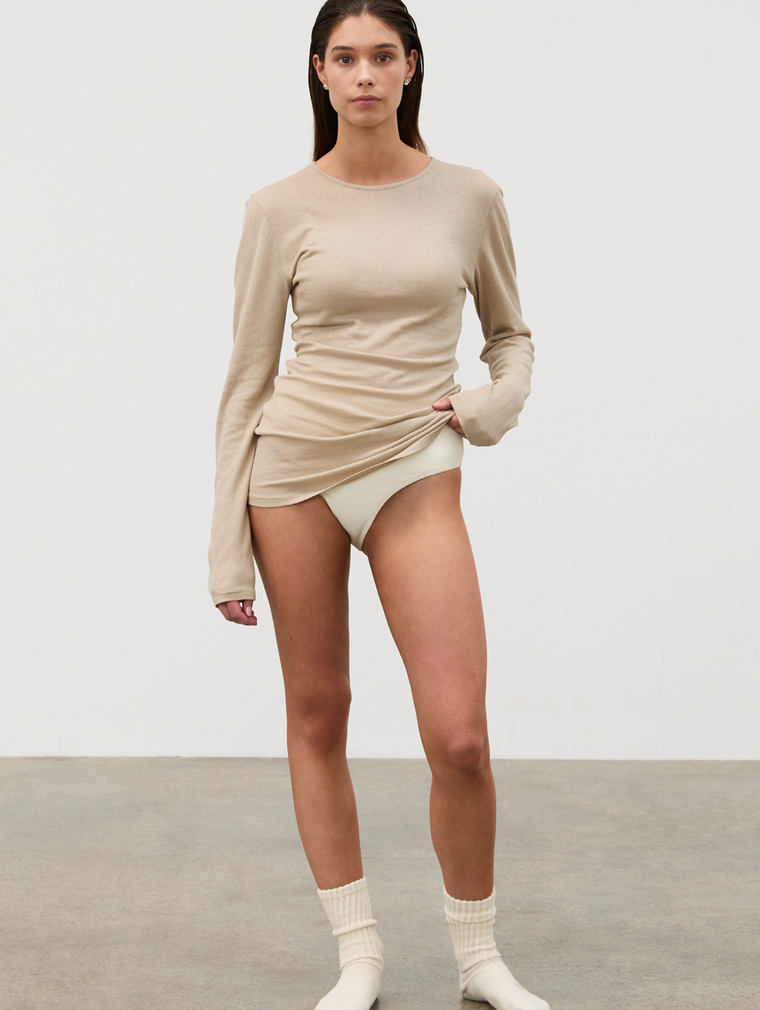 Rib Hemp Jersey Long Sleeve Top - Husk