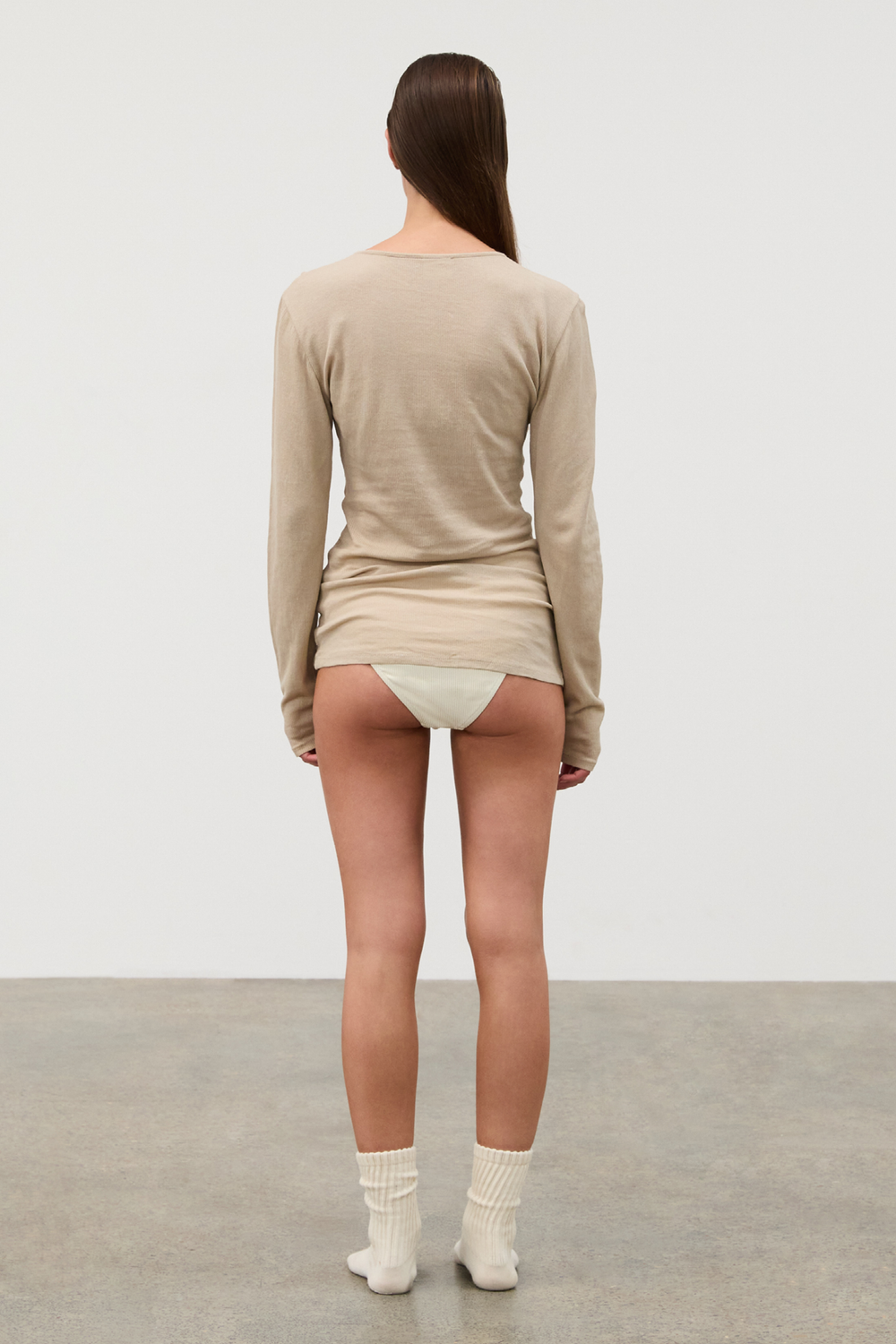 Rib Hemp Jersey Long Sleeve Top - Husk
