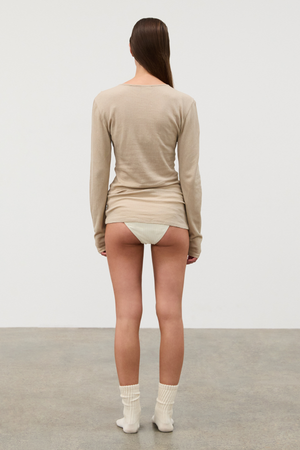 Rib Hemp Jersey Long Sleeve Top - Husk