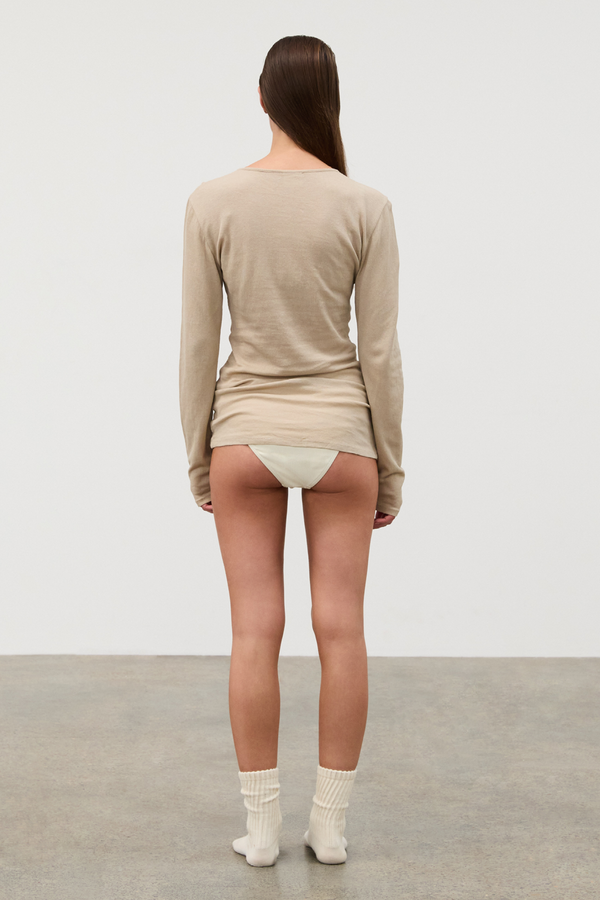 Rib Hemp Jersey Long Sleeve Top - Husk