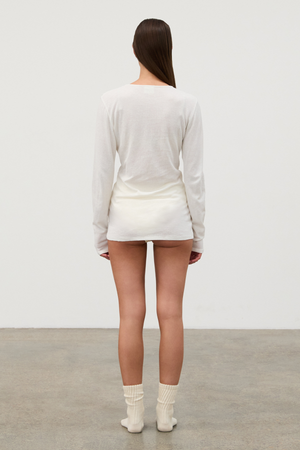Rib Hemp Jersey Long Sleeve Top - White