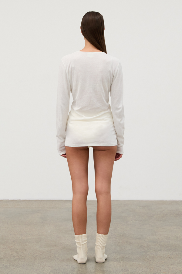 Rib Hemp Jersey Long Sleeve Top - White