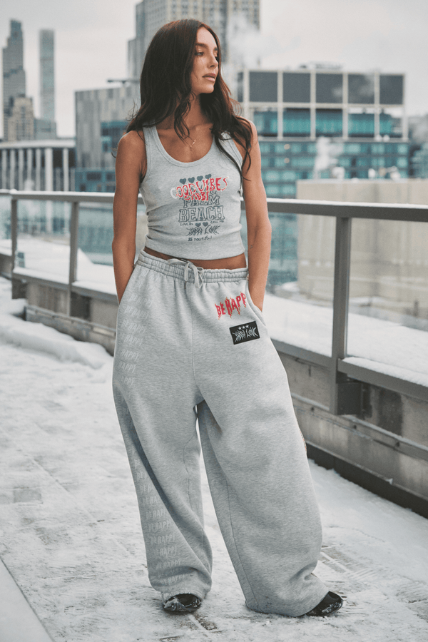 The Be Happy Wide Leg Sweat Pants - Leopard