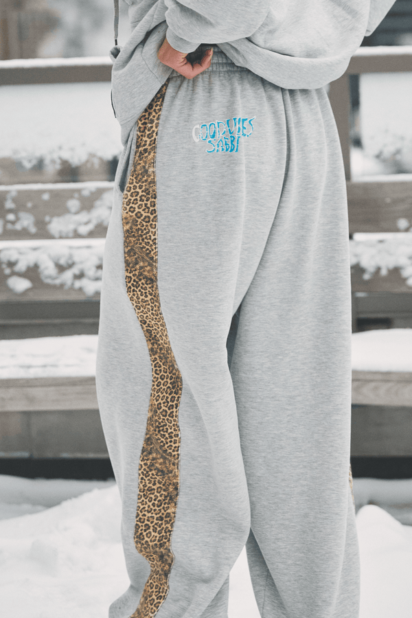 The Be Happy Wide Leg Sweat Pants - Leopard
