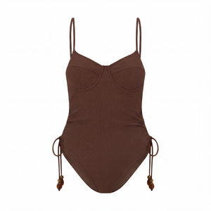 Thin Strap Underwire One Piece - Choc