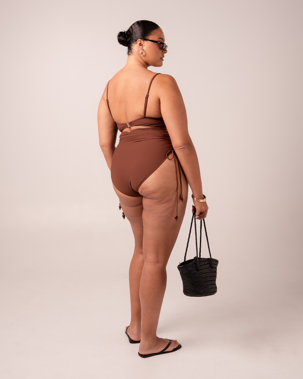 Thin Strap Underwire One Piece - Choc