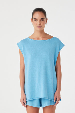 Poppy Tie Side Top - Cyan