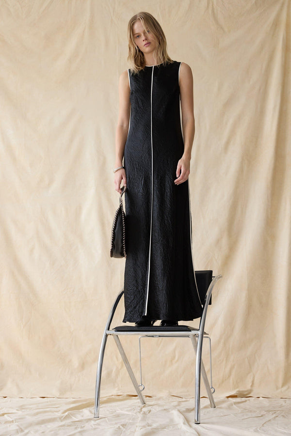 CRUSH CONTRAST BIND MAXI TANK DRESS