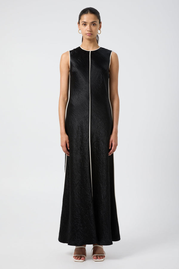 CRUSH CONTRAST BIND MAXI TANK DRESS