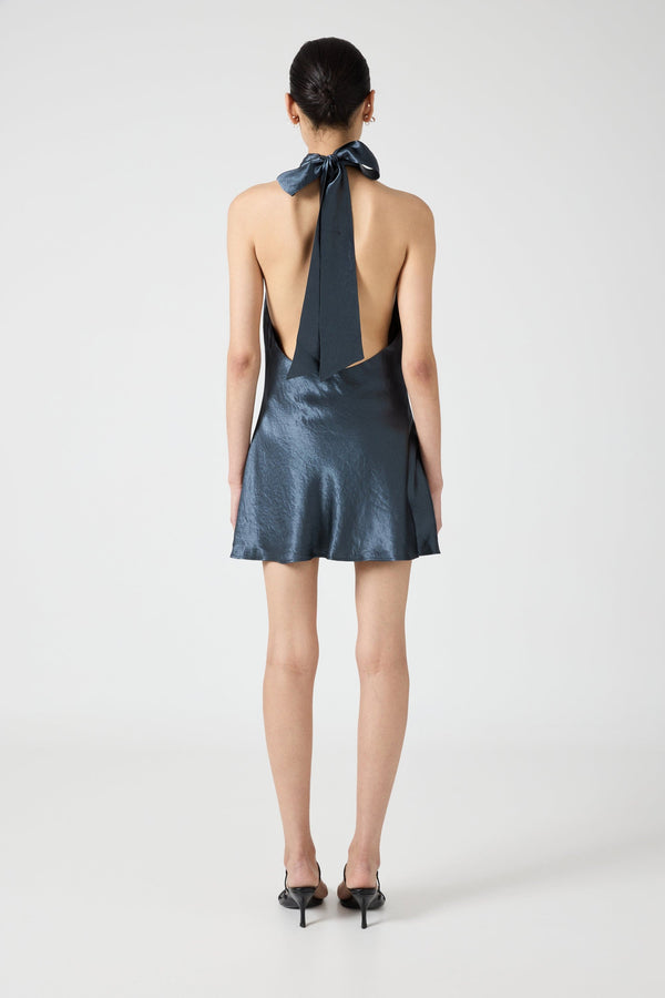 CRUSH WRAP NECK MINI | GUNMETAL