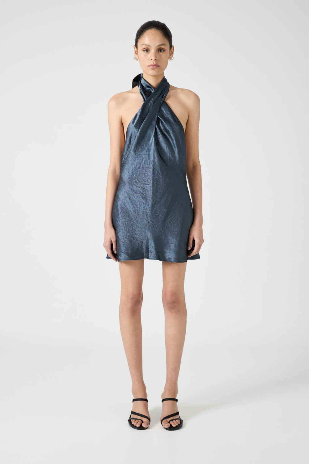 CRUSH WRAP NECK MINI | GUNMETAL