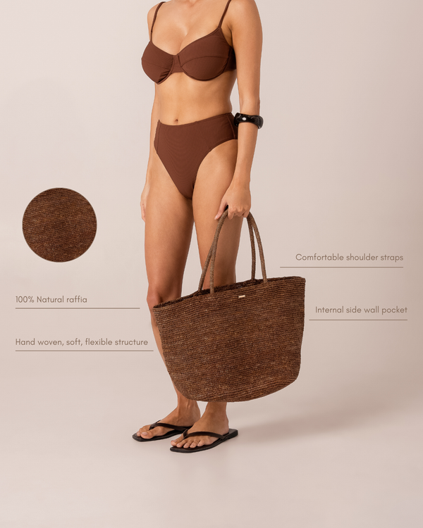 Maxi Raffia Tote - Cocoa