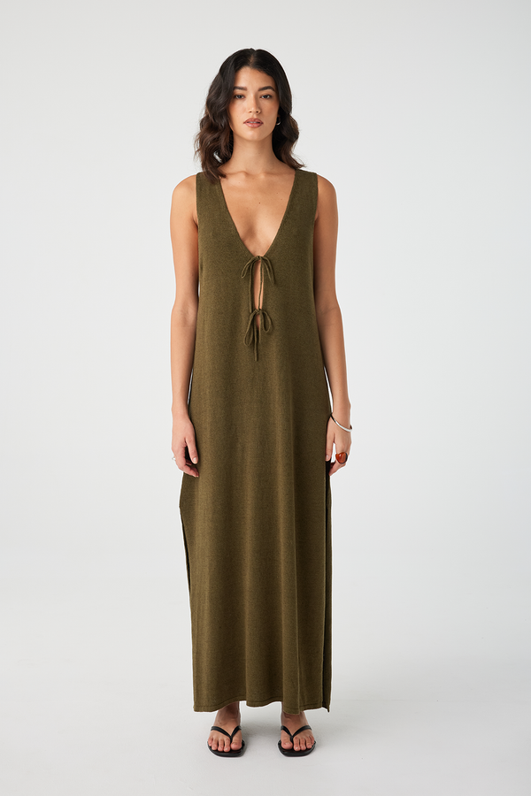 Poppy Reversible Maxi Dress - Olive