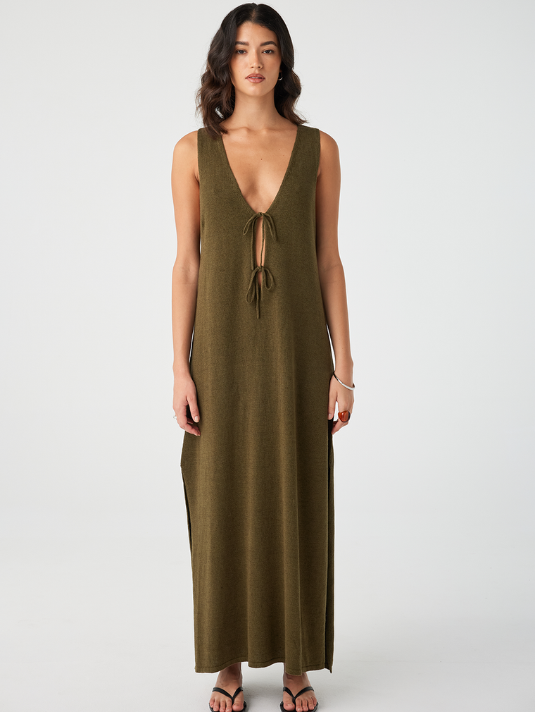 Poppy Reversible Maxi Dress - Olive