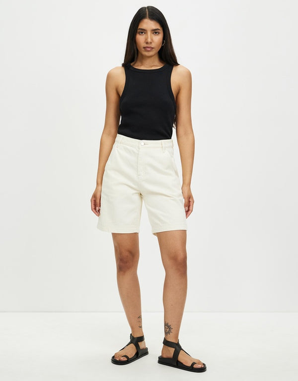 Longline Denim Short - Ecru
