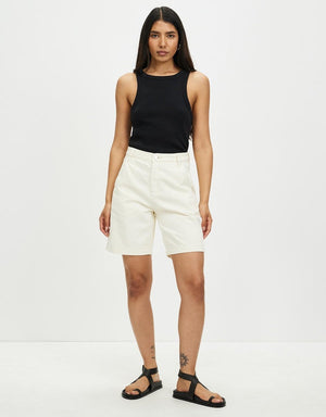Longline Denim Short - Ecru