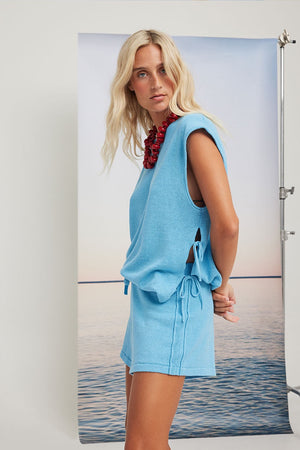 Poppy Tie Side Top - Cyan