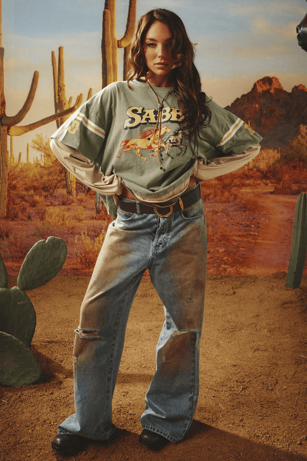 NEIGH SAYER LONG SLEEVE TEE - GREEN