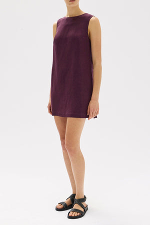 Bridget Linen Silk Mini Dress Fig