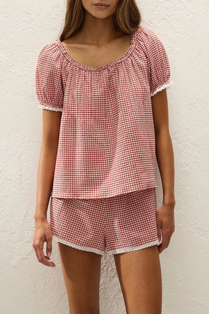 Lonny Short Cantinho Gingham Red
