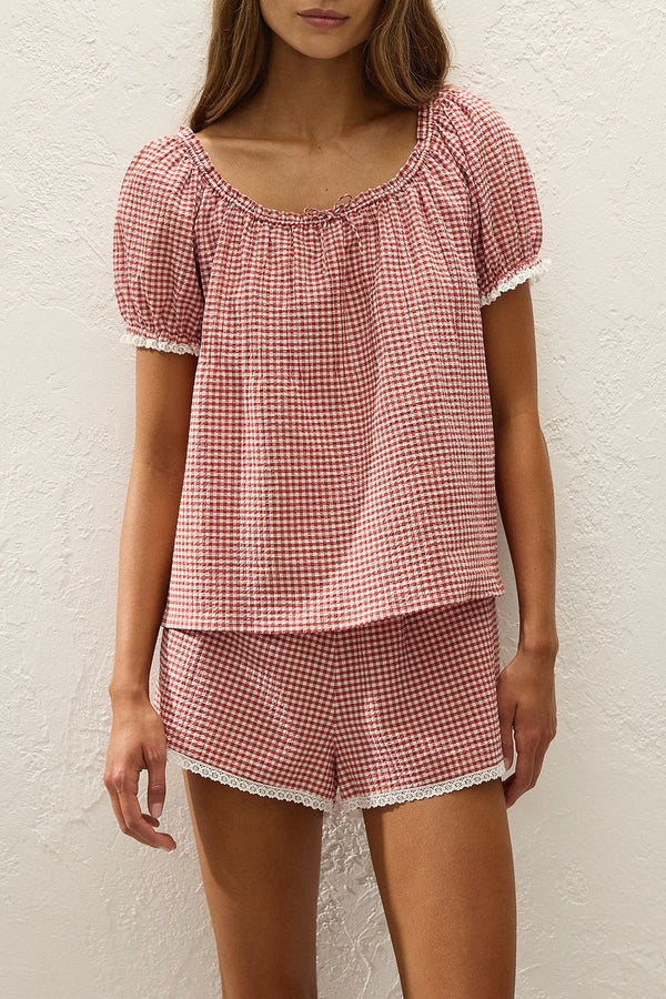 Lonny Short Cantinho Gingham Red