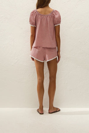 Lonny Short Cantinho Gingham Red
