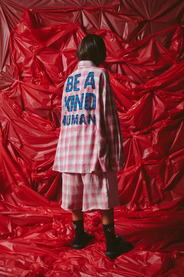 Be A Kind Human Oversized Shirt - Pink