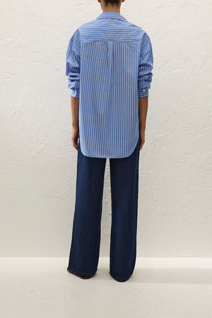 En Vau Oversized Shirt  - Joao Stripe Azulejo Blue