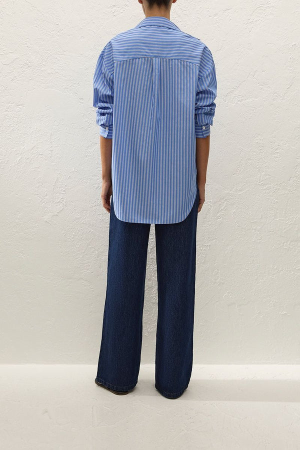 En Vau Oversized Shirt  - Joao Stripe Azulejo Blue