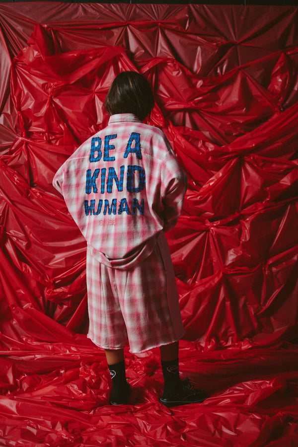 Be A Kind Human Oversized Shirt - Pink