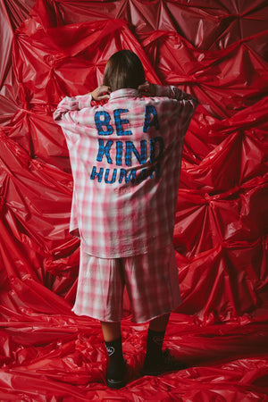 Be A Kind Human Oversized Shirt - Pink