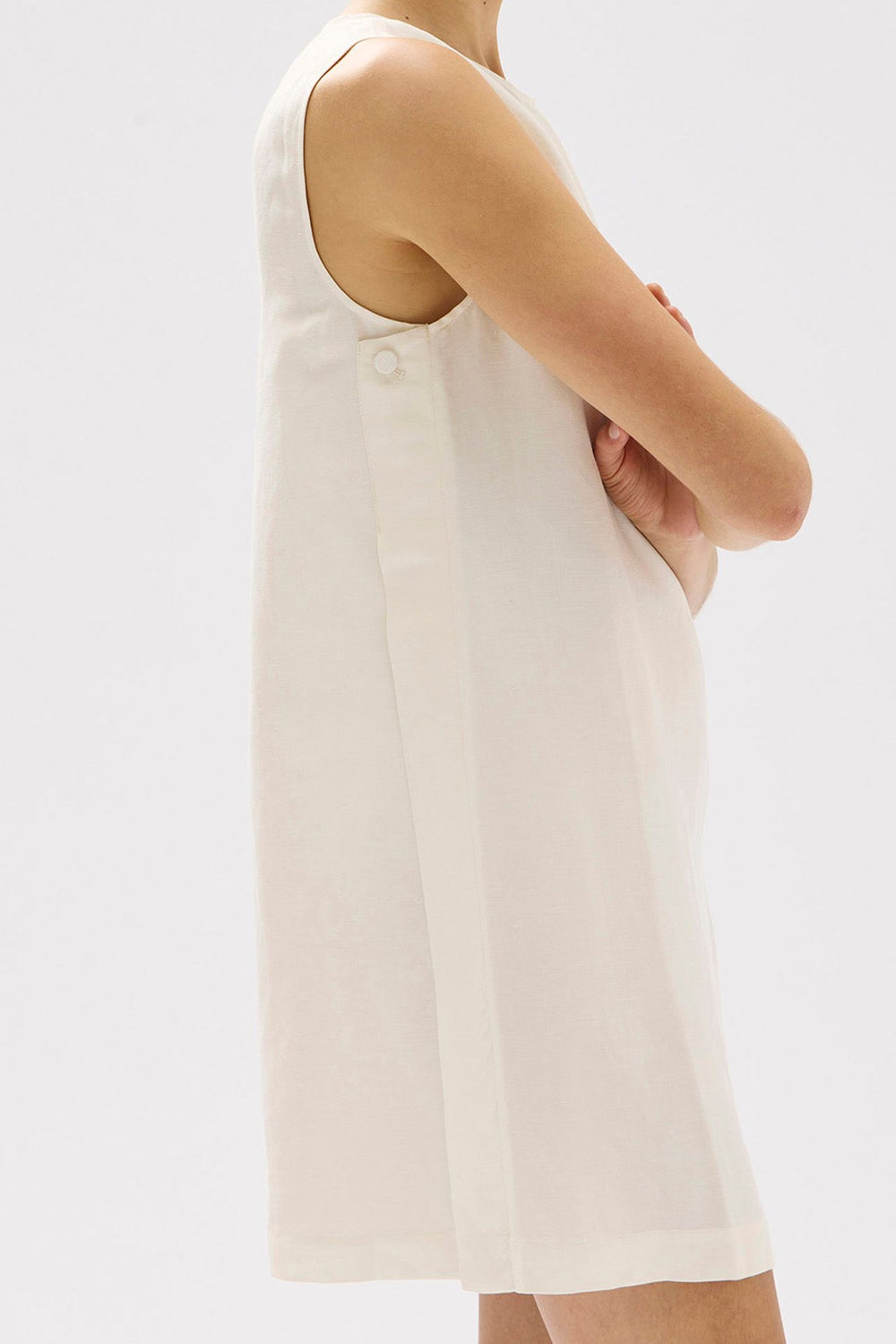 Bridget Linen Silk Mini Dress Cream