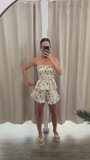 Butter Yellow Floral Strapless Set