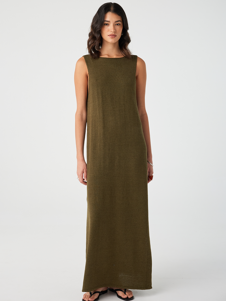 Poppy Reversible Maxi Dress - Olive