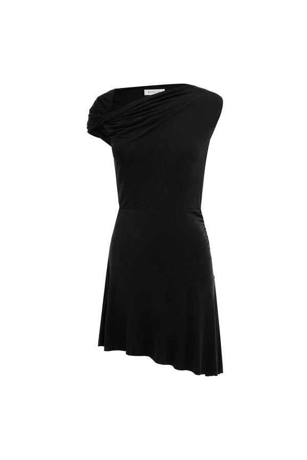 Lea Asym Mini Dress - Noir