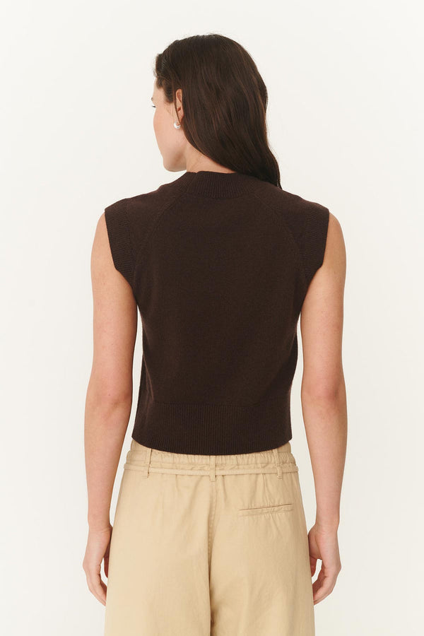 Quinn Merino Knit Vest - Cacao