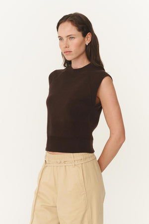 Quinn Merino Knit Vest - Cacao