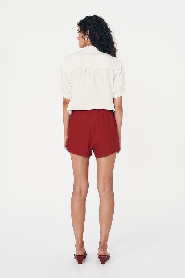 Simone Linen Shorts - Siren Red