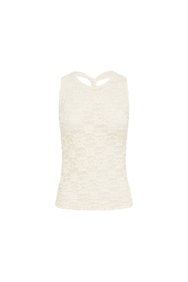 Sloane Sunflower Lace Tank - Creme