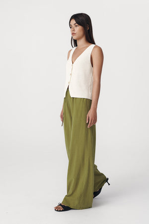 Tia Palazzo Pants - Palm Green